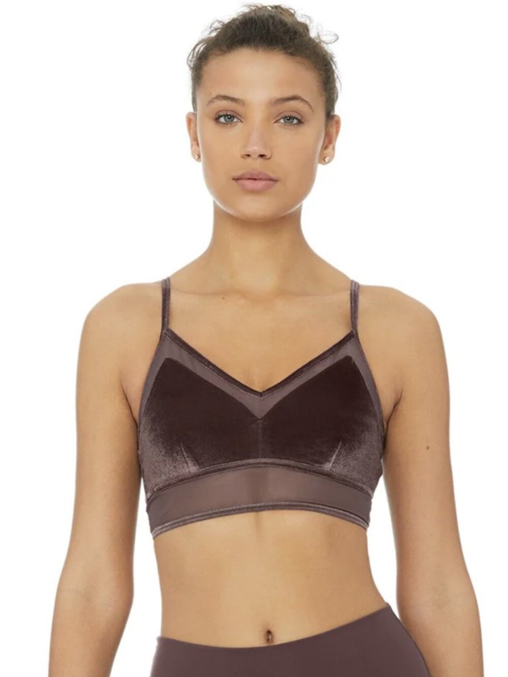 Alo Yoga Women's High Waist Posh Velour Legging and Bra Raisin Size Medium M - Picture 8 of 8
